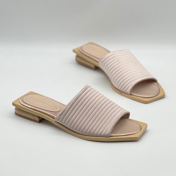 VINCE CAMUTO Imagine Satin Slide Sandal Womens 7 Blush Pink Quilted Rib Shoes - Picture 1 of 14
